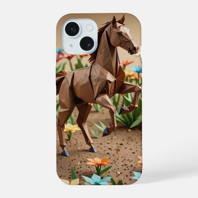 Capa de iPhone Cavalo Origami (Verso)
