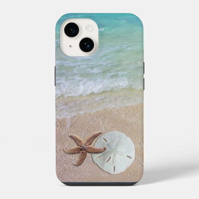 Capa de iPhone Cena da Praia com Estrela-do-Mar e  (Verso)