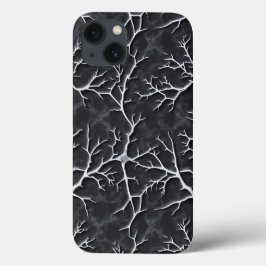 Capa de iPhone Cinza Escuro Brilhante com Relevo d