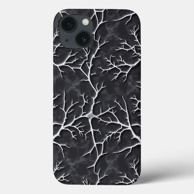 Capa de iPhone Cinza Escuro Brilhante com Relevo d (Verso)