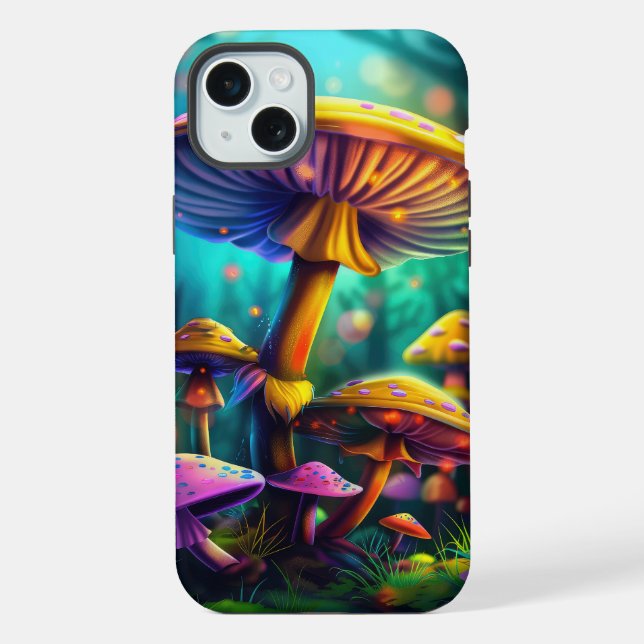 Capa de iPhone Cogumelos Coloridos Fantasia (Verso)