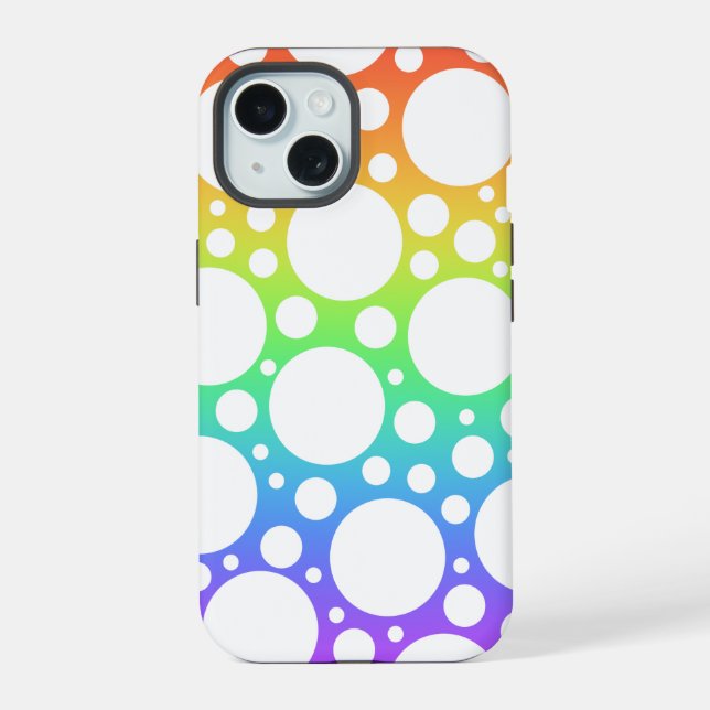 Capa de iPhone com bolinhas de arco-íris (Verso)