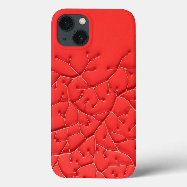 Capa de iPhone com Design Orgânico Vermelho Textur (Verso)