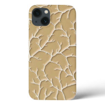 Capa de iPhone com estampa de galho em khaki com t