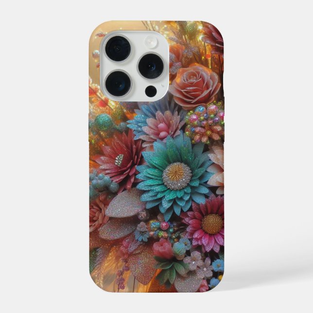 Capa de iPhone com flores brilhantes (Verso)