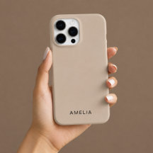 Capa de iPhone com Nome Personalizado Cor Bege