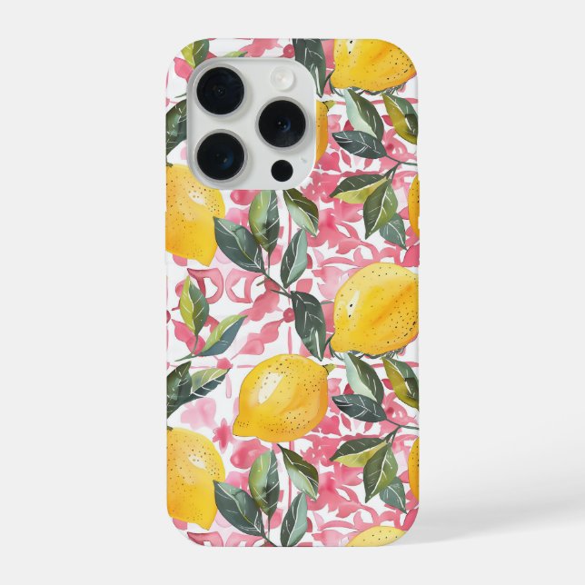 Capa de iPhone com Padrão de Limão Estilo Mediterr (Verso)