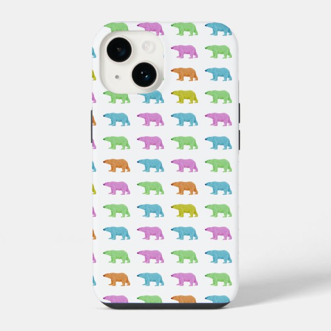 Capa de iPhone com padrão de urso polar (Verso)