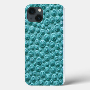 Capa de iPhone com Padrão Espiral Turquesa e Visua