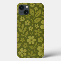 Capa de iPhone com padrão floral retrô verde