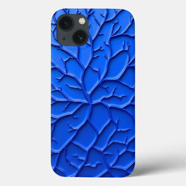 Capa de iPhone com Textura Embutida Azul Brilhante (Verso)
