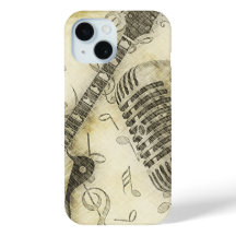 Capa de iPhone de Guitarra e Microfone Grunge Vint