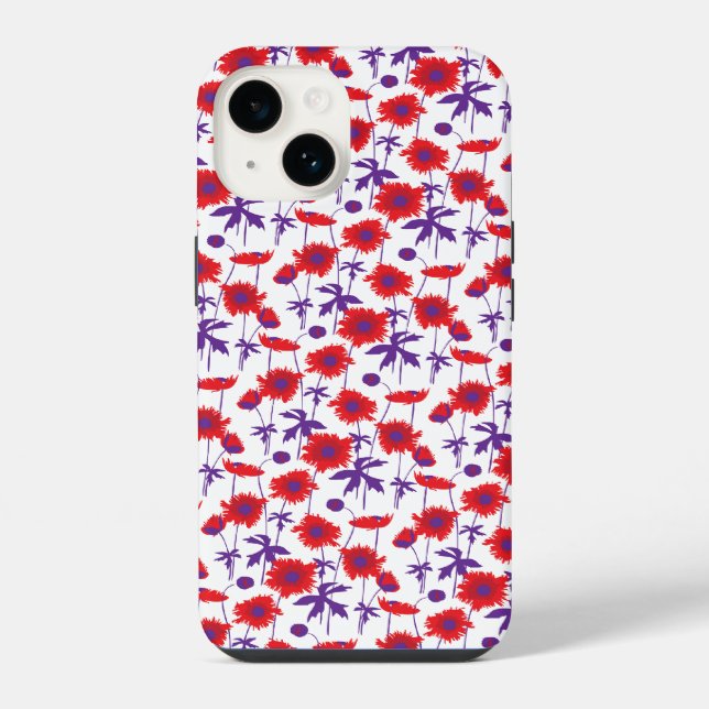 Capa de iphone em branco de papoula damasco botâni (Verso)