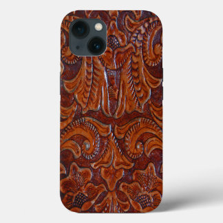 Capa de iPhone em couro trabalhado impresso em mar