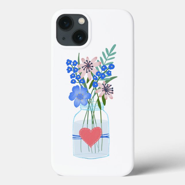 Capa de iPhone Floral Masons Jar (Verso)