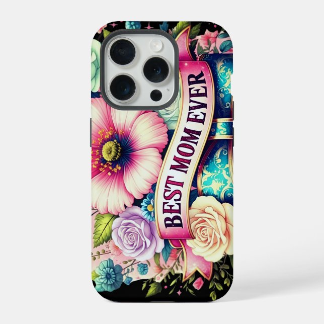 Capa de iPhone Floral Melhor Mãe do Mundo – Rosas  (Verso)