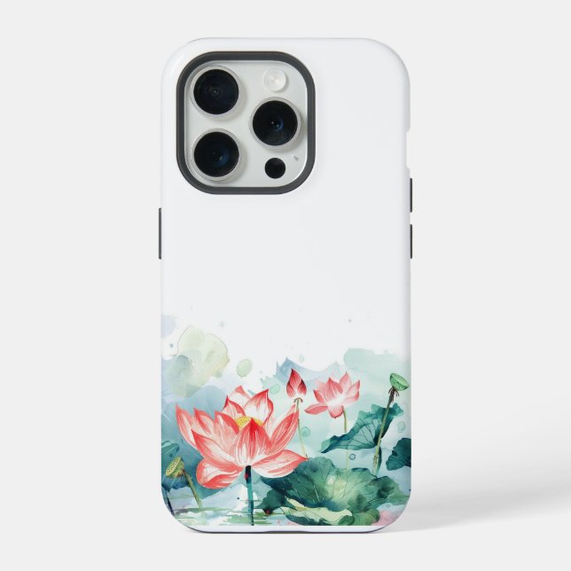 Capa de iPhone Flores Rosa em Aquarela (Verso)