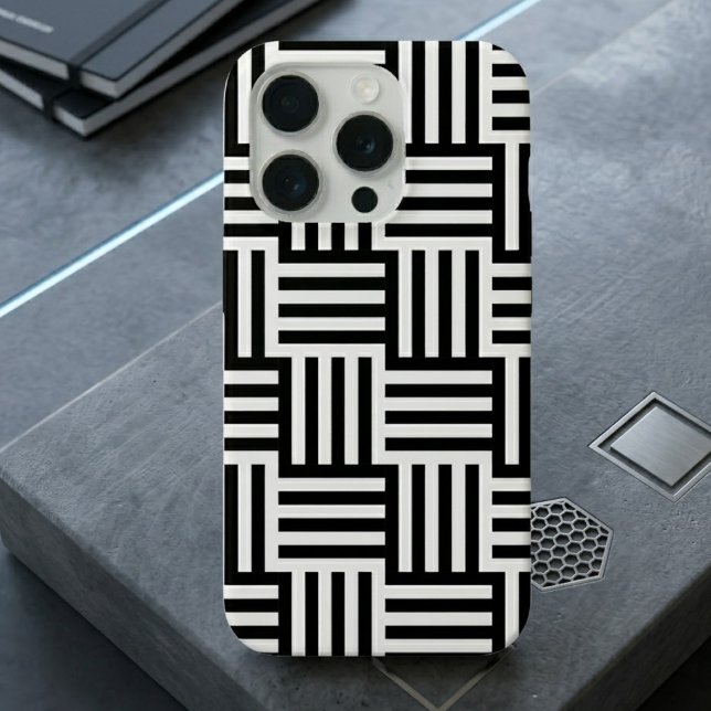 Capa de iPhone Geométrica Preta e Branca Moderna (Criador carregado)