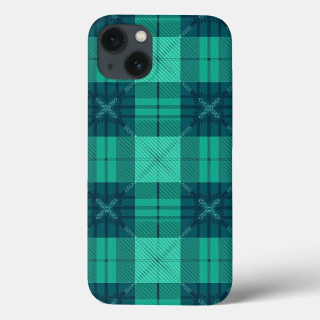 Capa de iPhone / iPad verde xadrez tartã elegante (Verso)