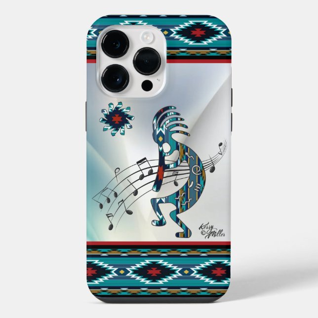 Capa de iPhone Kokopelli Turquesa (Verso)