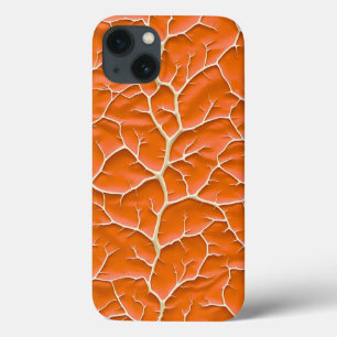 Capa de iPhone Laranja Glossy com Textura de Galho