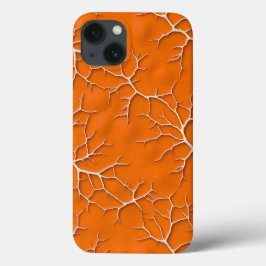 Capa de iPhone Laranja Ousada com Textura de Galho