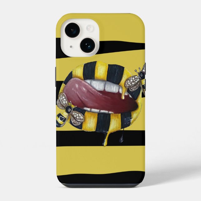 Capa de iPhone OtterBox listrada de amarelo e pret (Verso)