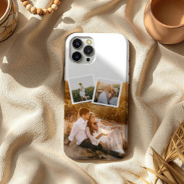 Capa de iPhone personalizada com layout de 3 fotos