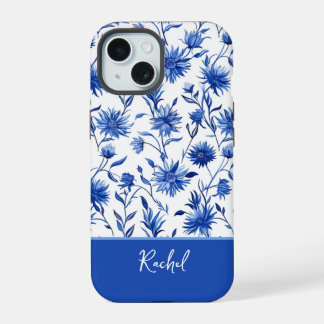 Capa de iPhone personalizada Floral Azul