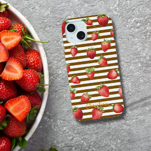Capa de iPhone Personalizada Listras de Morango e