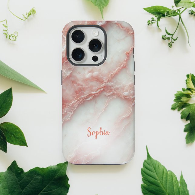 Capa de iPhone Personalizada Mármore Rosa Claro (Criador carregado)