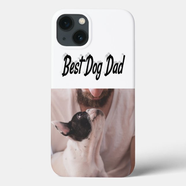 Capa de iPhone preta com foto de Dog Dad (Verso)