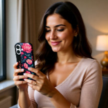 Capa de iPhone Rosa com Flores Personalizadas