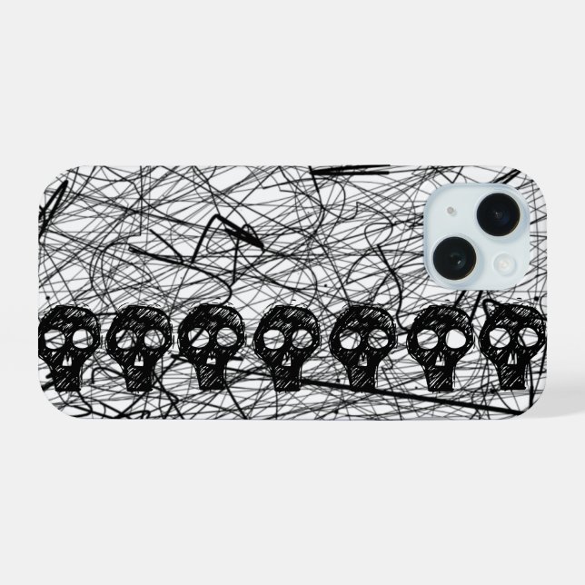 Capa de iPhone Skull Black Scratch (Verso Horizontal)