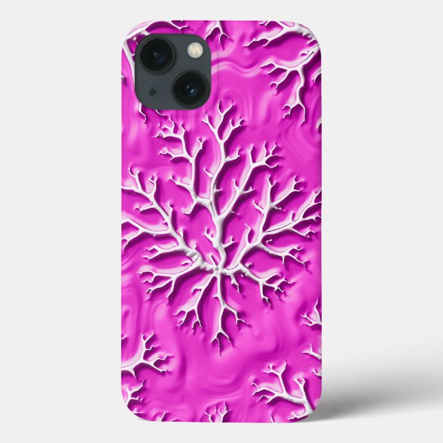 Capa de iPhone Steel Pink com Árvore Texturizada (Verso)