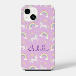 Capa de iPhone Unicórnio Personalizado Arco-íris B