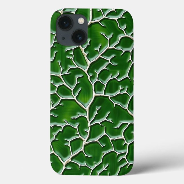 Capa de iPhone Verde Escuro com Textura de Veia (Verso)
