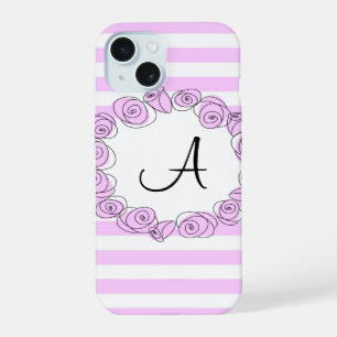 Capa de iPhone vertical com listra e monograma Lil