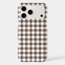 Capa de iPhone Xadrez Gingham Marrom Chocolate Ret