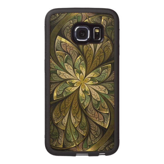 Capa De Madeira Carved Para Samsung Galaxy S6 Edge La Chanteuse Vert (Verso)