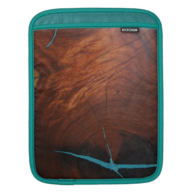 CAPA DE MADEIRA do iPAD do EMBUTIMENTO de TURQUESA (Frente)