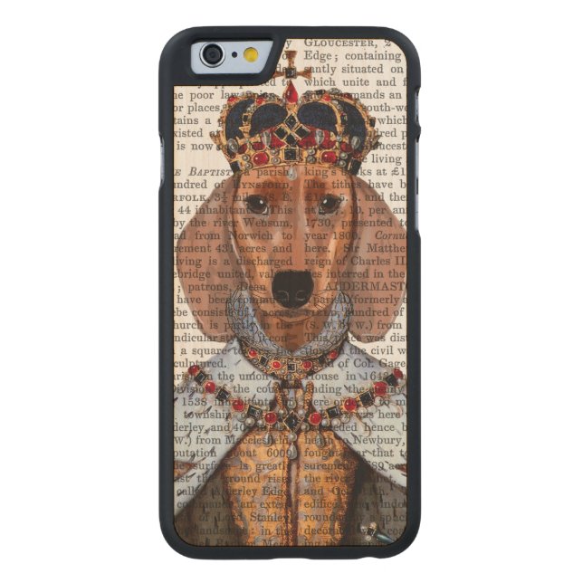 Capa De Madeira Para iPhone, Carved Dachshund Queen 2 (Verso)
