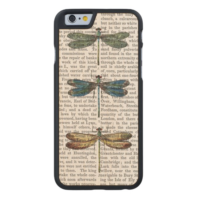 Capa De Madeira Para iPhone, Carved Dragonflies Impressão 2 (Verso)