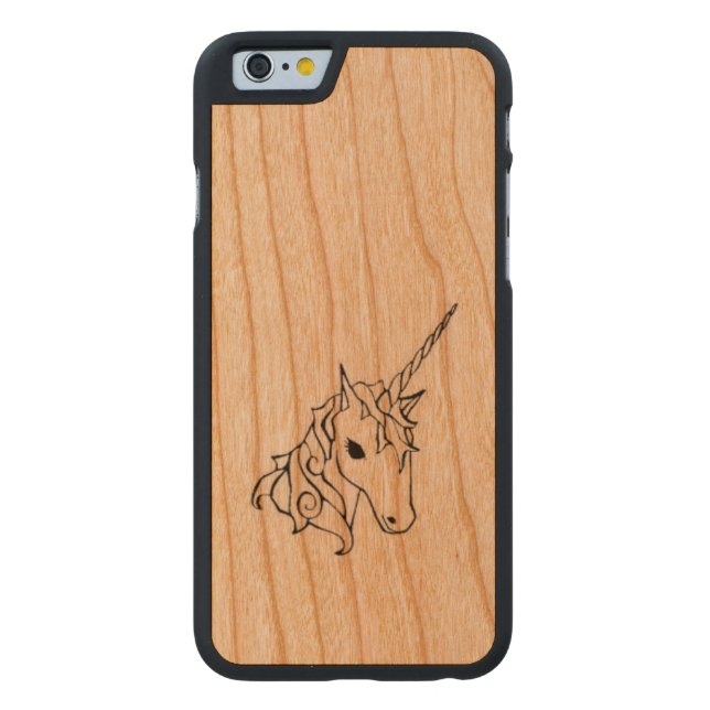 Capa De Madeira Para iPhone, Carved exemplo do unicórnio iphone6 (Verso)