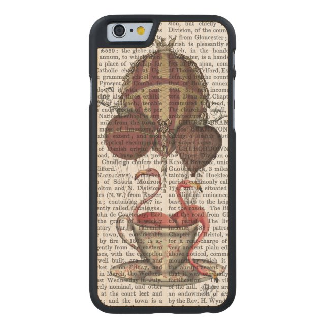 Capa De Madeira Para iPhone, Carved Flamingos em Teacup (Verso)