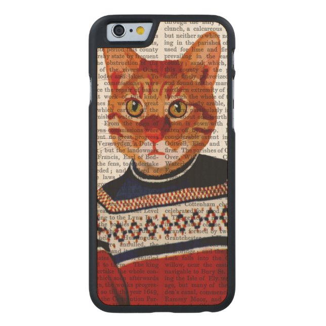 Capa De Madeira Para iPhone, Carved Gato no Suéter de Esqui 2 (Verso)