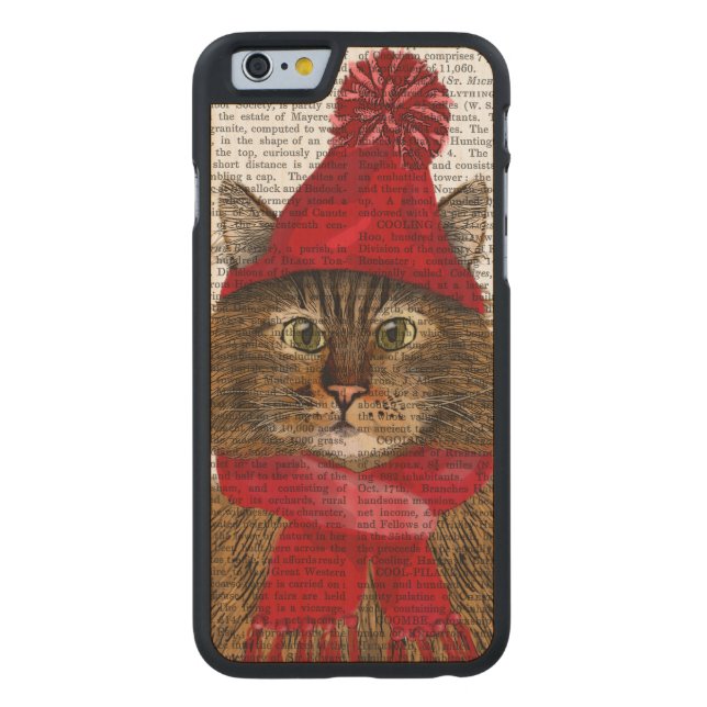 Capa De Madeira Para iPhone, Carved Maine Coon Cat (Verso)