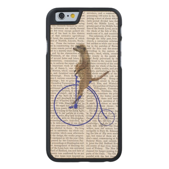 Capa De Madeira Para iPhone, Carved Meerkat Em Azul Penny Farthing (Verso)