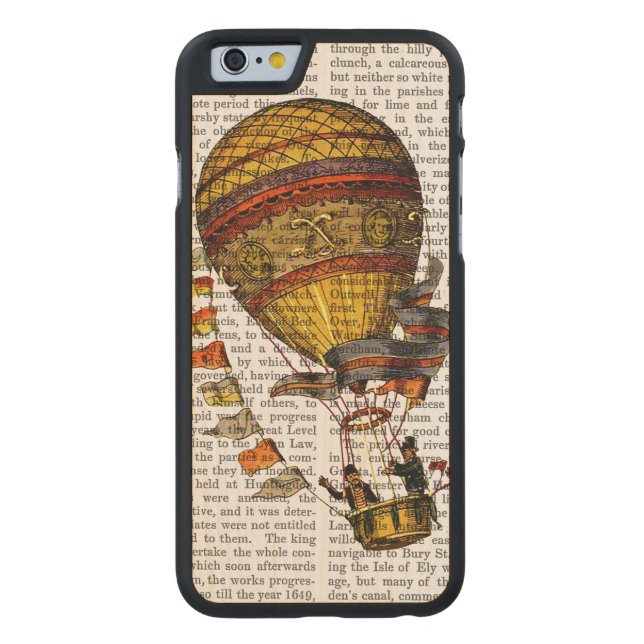 Capa De Madeira Para iPhone, Carved Pilote Hot Air Balloon (Verso)
