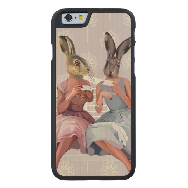 Capa De Madeira Para iPhone, Carved Rabbit Chat (Verso)
